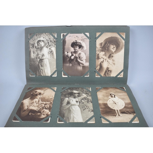 55 - An Edwardian Postcard Album Containing Approximately 180 Cards depicting Actresses, Musical Stars et... 