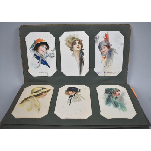 55 - An Edwardian Postcard Album Containing Approximately 180 Cards depicting Actresses, Musical Stars et... 