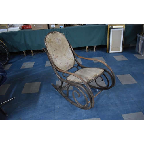 563 - A Vintage Bentwood Rocking Chair for Full Renovation with Substantial Condition Issues