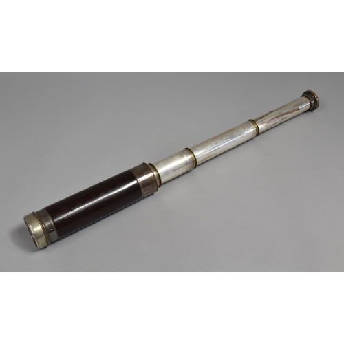 6 - A 19th Century Brass Mounted and Silver Plated Three Drawer Telescope with Remnance of Leather Case ... 