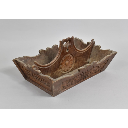 7 - A Late 19th Century Welsh Oak Two Division Carved Cutlery Tray inscribed Hydef 1898, (Autumn 1898) 4... 