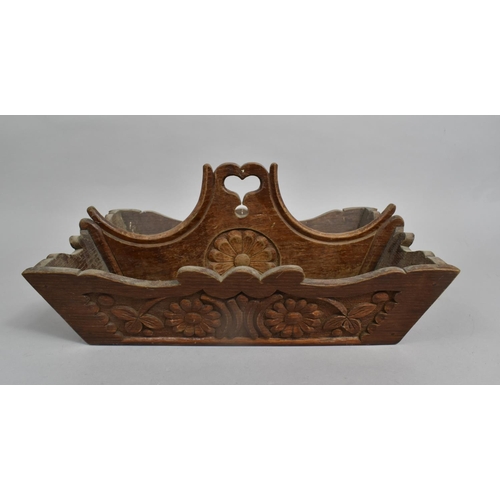 7 - A Late 19th Century Welsh Oak Two Division Carved Cutlery Tray inscribed Hydef 1898, (Autumn 1898) 4... 