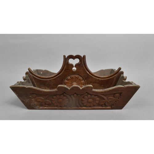 7 - A Late 19th Century Welsh Oak Two Division Carved Cutlery Tray inscribed Hydef 1898, (Autumn 1898) 4... 