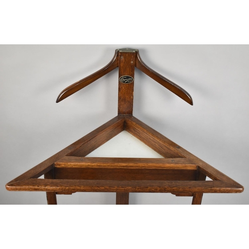 76 - An Early 20th Century Oak Valet Butlers Stand of Triangular Form by Compactom, 107cms Tall