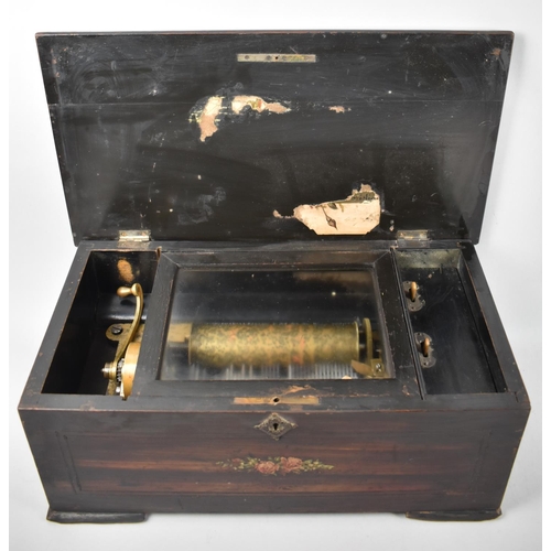 79 - A Late 19th Century Continental Music Box in Need of Restoration, Several Teeth Missing and Broken t... 