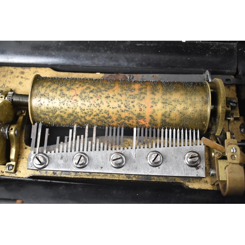 79 - A Late 19th Century Continental Music Box in Need of Restoration, Several Teeth Missing and Broken t... 