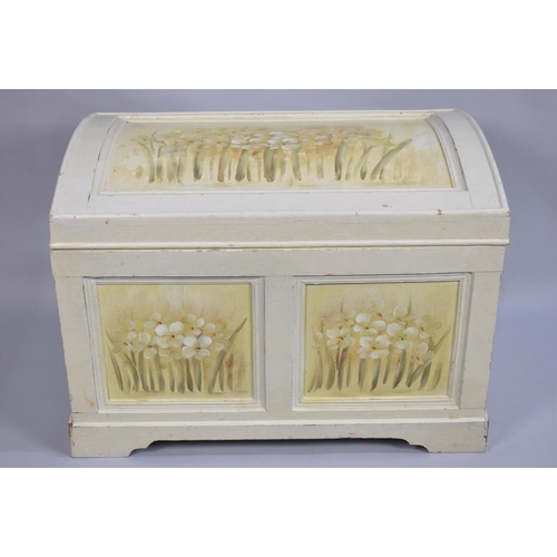 514 - A Modern Painted Dome Topped Two Panel Chest Decorated with Hand Painted Flowers, 61cms Wide