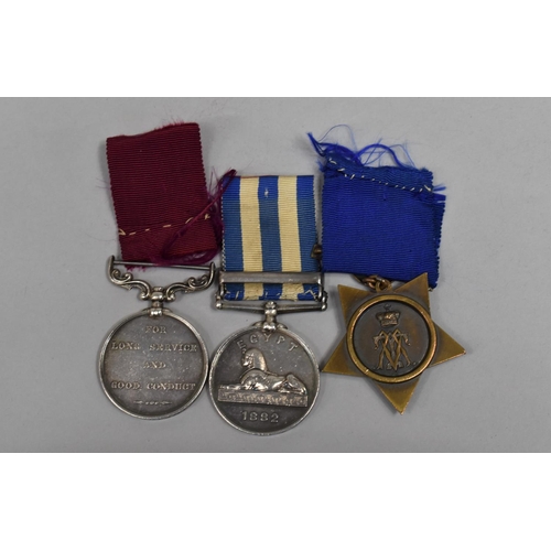 91 - A Victorian Medal Group, Egypt 1882 with TEL-EL-KEIR Clasp, Khedive's Star 1882 and Long Service and... 