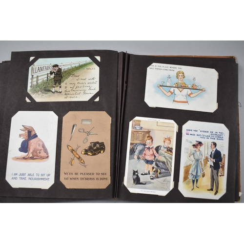 102 - A Vintage Postcard Album Containing Early 20th Century Humorous Postcards