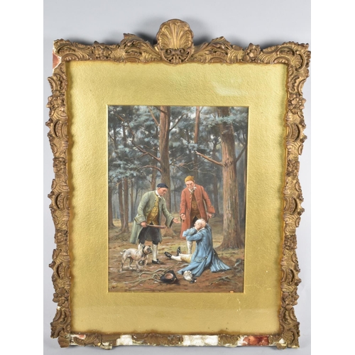 111 - An Ornately Gilt Framed Watercolour Signed Goodwin Kilburne, Depicting Woodland Robbery, 23x21cm