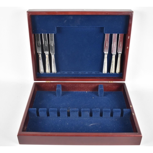 115 - A Modern Mahogany Canteen Box Containing Six Serrated Knives