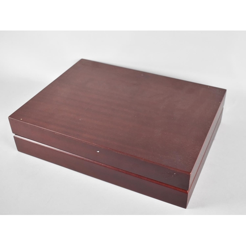 115 - A Modern Mahogany Canteen Box Containing Six Serrated Knives