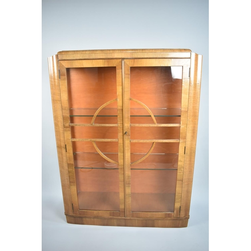 161 - An Art Deco Glazed Display Cabinet with Two Glass Inner Shelves, 91cm wide and 122cm high