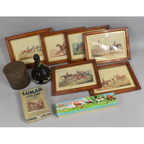 180 - A Collection of Sporting Ephemera to Include Jigsaw, Framed Prints, Hunting Scenes Glasses, Vintage ... 