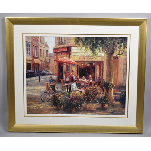 183 - A Large Framed French Print, La Petite Cafe, 69x54cm