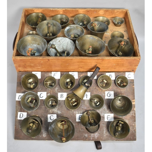 185 - Campanology Interest, A Set of 30 19th Century Musical Hand Bells with Leather Straps, Each Stamped ... 