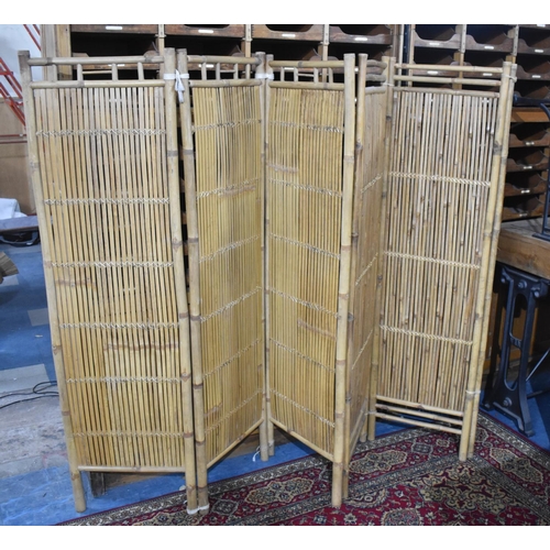 470 - Two Mid 20th Century Bamboo Three Panel Modesty Screens