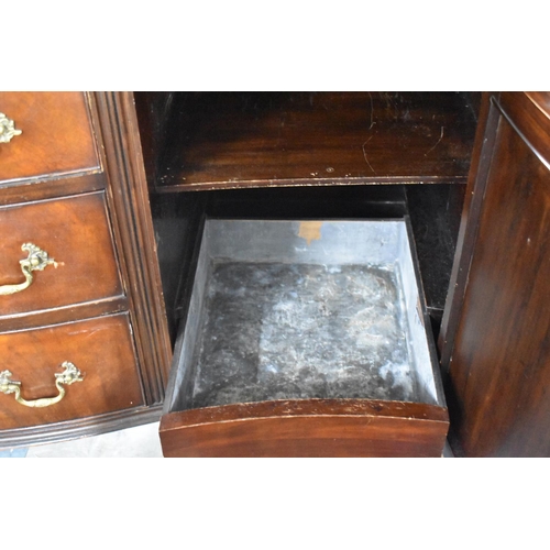 476 - An Edwardian Serpentine Front Mahogany Sideboard with Three Centre Drawers Flanked by Two Cupboards,... 