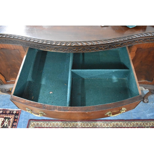 476 - An Edwardian Serpentine Front Mahogany Sideboard with Three Centre Drawers Flanked by Two Cupboards,... 