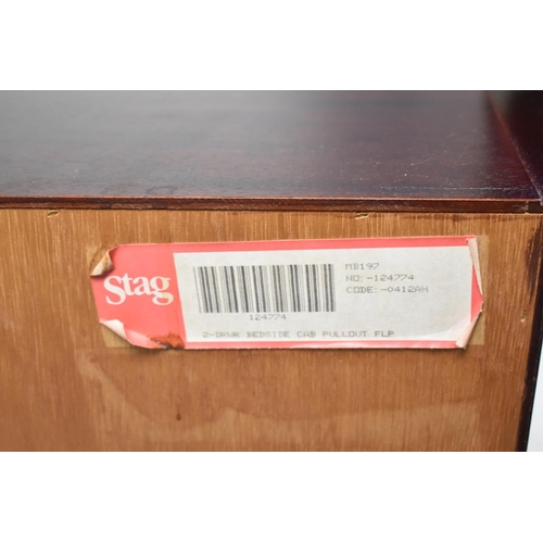 479 - A Stag Mahogany Two Drawer Bedside Chest with Slide, 53cm wide