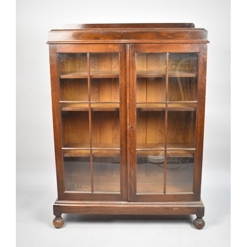 484 - An Edwardian Galleried Oak Display Cabinet, 83cm wide