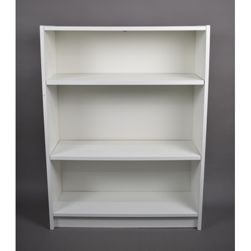 505 - A Modern White Three Shelf Open Bookcase, 80cm Wide