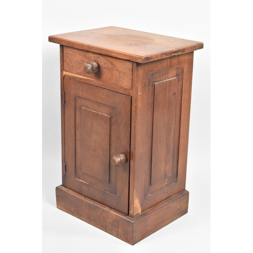 68 - An Edwardian Mahogany Bedside Cabinet with SIngle Drawer over Panelled Door to Cupboard Base, 40cms ... 