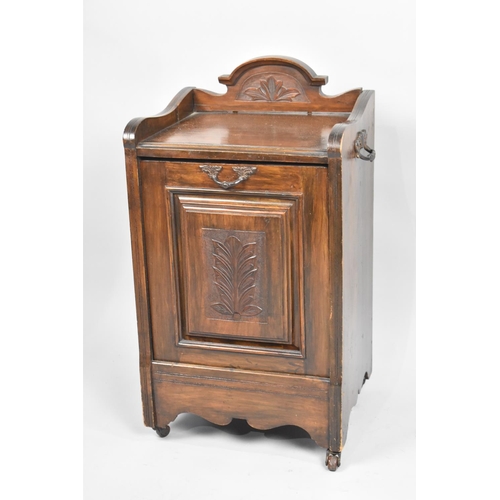 70 - An Edwardian Pull Front Galleried Purdonium with Two Carrying Handles, 38cms Wide