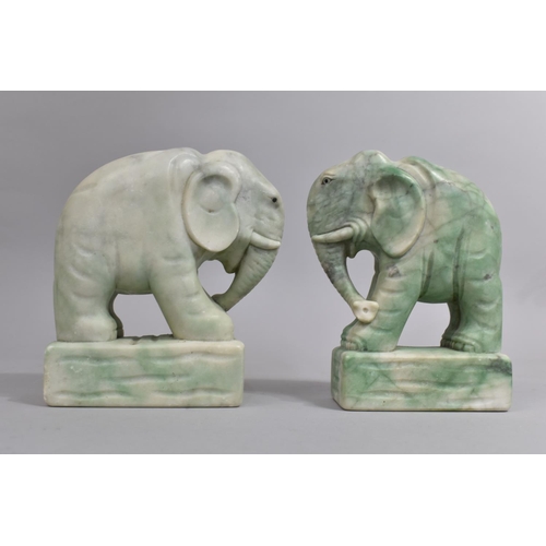 83 - A Pair of Carved Stone Studies of Elephants, Perhaps Bookends, 16.5cm High