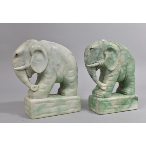 83 - A Pair of Carved Stone Studies of Elephants, Perhaps Bookends, 16.5cm High