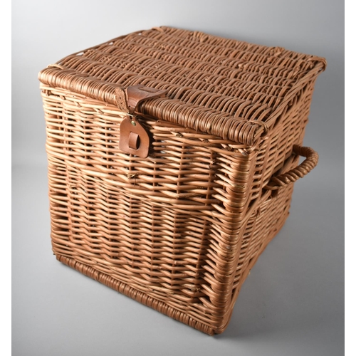 192 - A Wicker Hamper Box with Hinged Lid and Two Carrying Handles, 37x38cm high