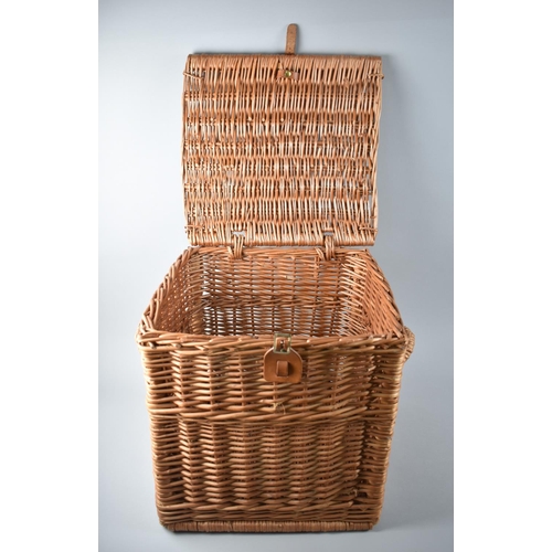 192 - A Wicker Hamper Box with Hinged Lid and Two Carrying Handles, 37x38cm high