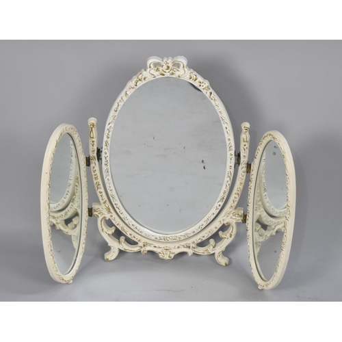 241 - A Mid 20th Century Cream and Gilt Triple Dressing Table Mirror with Oval Glass