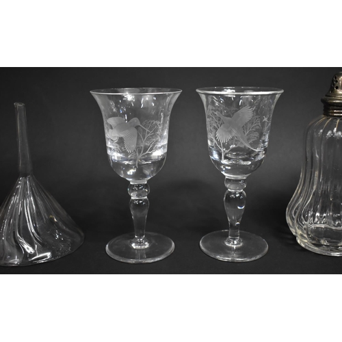 405 - A Collection of Various 19th Century and Later Glass to comprise Two Large Hand Blown Glasses with C... 