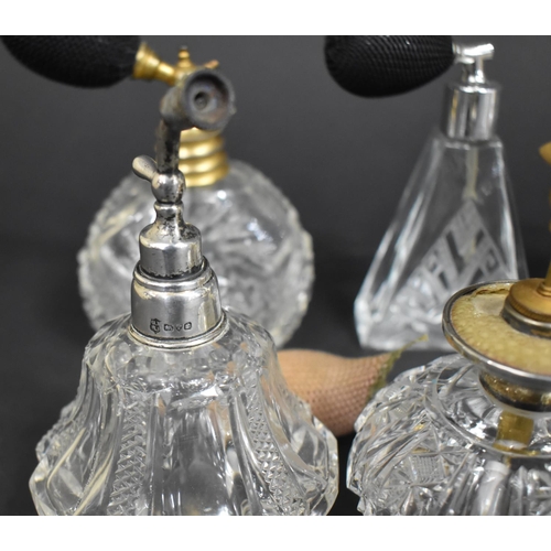 406 - A Collection of Various Perfume Atomisers to comprise Two Silver Mounted Examples