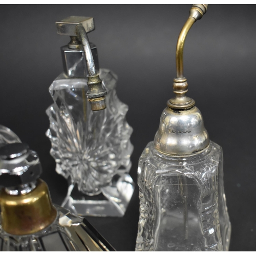 406 - A Collection of Various Perfume Atomisers to comprise Two Silver Mounted Examples