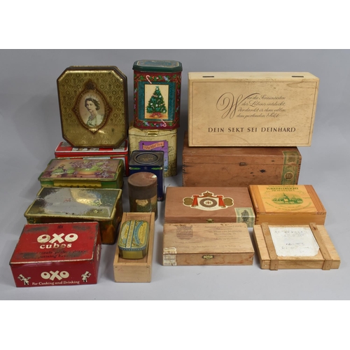 412 - A Collection of Various Tins and Wooden Boxes for Cigars and Chocolates Etc