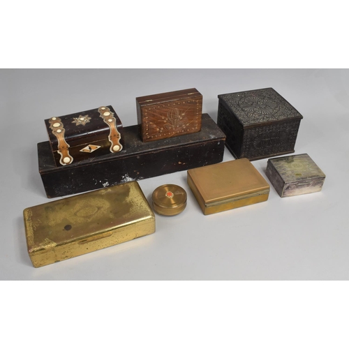 413 - A Collection of Various Wooden and Metal Mounted Boxes to comprise Carved Examples