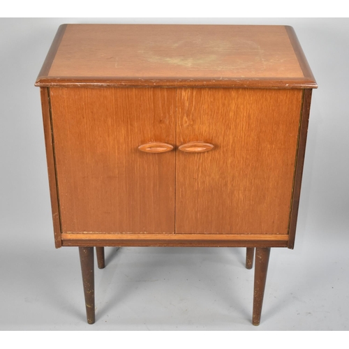 493 - A 1970's Teak Record Cabinet with Fitted Interior, 63cm wide