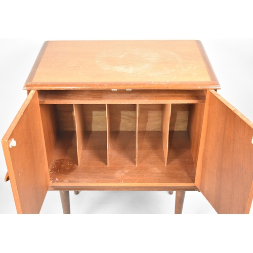 493 - A 1970's Teak Record Cabinet with Fitted Interior, 63cm wide