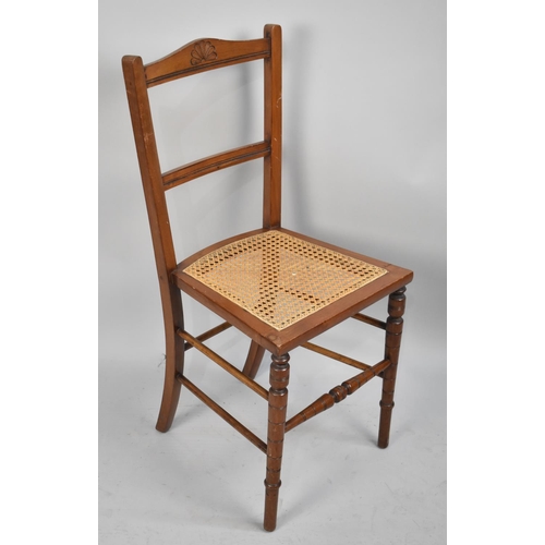 495 - An Edwardian Cane Seated Side Chair and a Swing Dressing Table Mirror