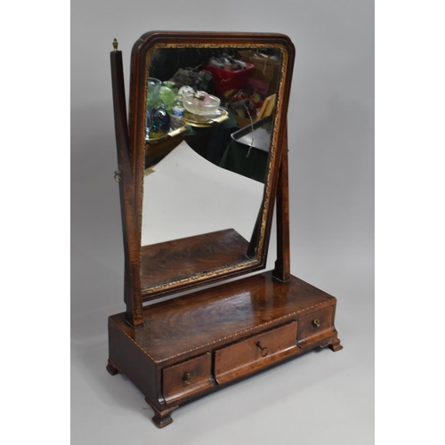 71 - A 19th century Mahogany Dressing Table Mirror with Ogee Bracket Feet, Plinth Base with three Drawers... 