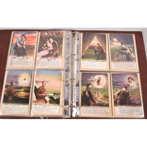 95 - A Ring Binder Containing 50 Bamforth Military Themed Postcards