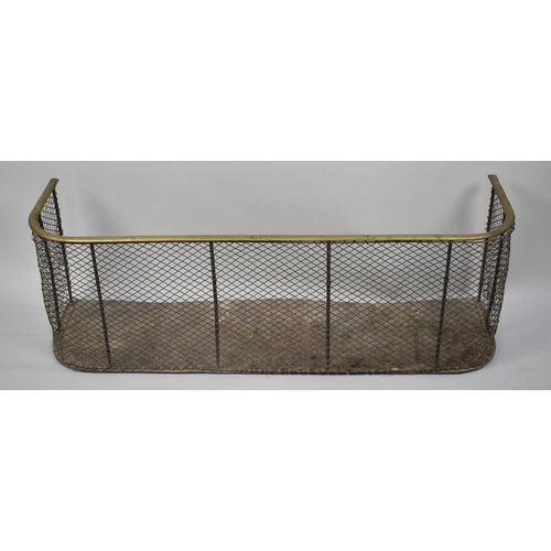 466 - A Late Victorian/Edwardian Brass Mounted Fire Kerb, 91cms Wide