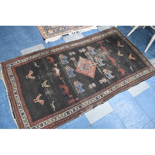 467 - A Vintage Patterned Rug, Some Wear, 180 by 96cms