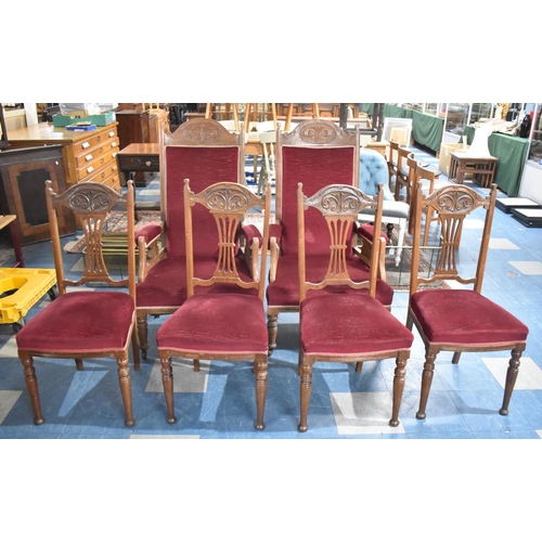 468 - An Edwardian Salon Suite comprising Pair of Armchairs and Four Side Chairs