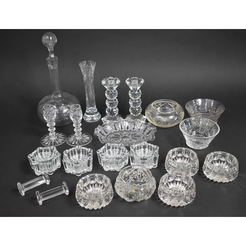 264 - A Collection of Various Glass to include Vases, Candlesticks, Decanter Etc