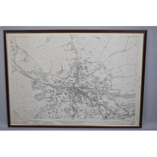 267 - A Framed Ordnance Survey Map of Wellington, 1:2500 Scale, 102x72cms