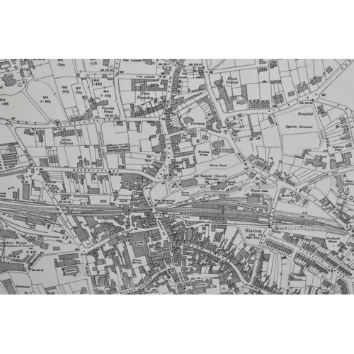 267 - A Framed Ordnance Survey Map of Wellington, 1:2500 Scale, 102x72cms