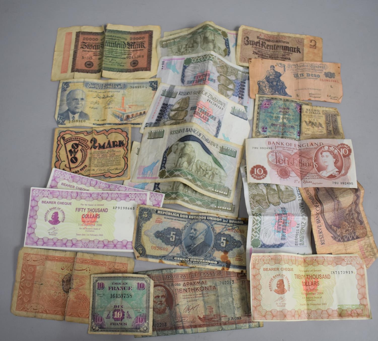 A Mixed Collection of Vintage and Later Foreign Bank Notes etc